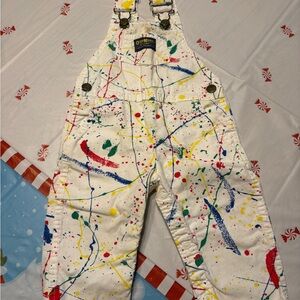 VTG OshKosh Paint Splattered Overalls Size 18 Months Made in U.S.A.